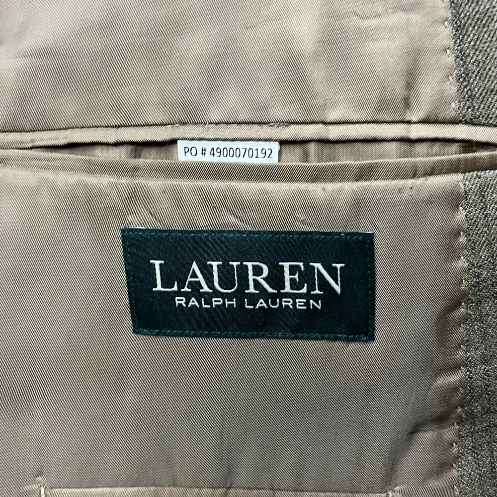 Lauren Ralph Lauren Blazer Mens 54R Olive Brown Silk Wool Glen Check Sport Coat